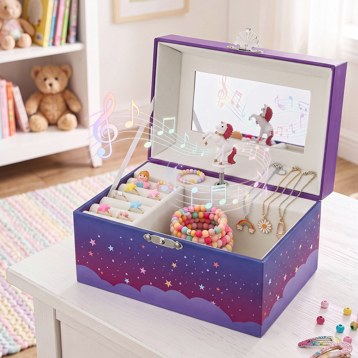 Keezi Kids Jewellery Box Music Box Unicorn Purple