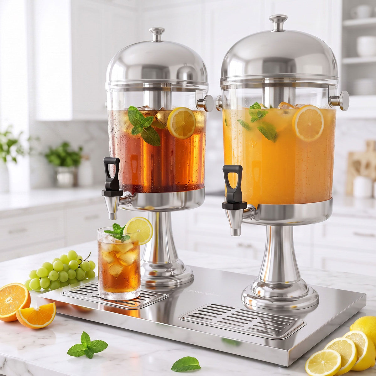 5-Star Chef 16L Dual Tank Juice Dispenser with Ice Tubes