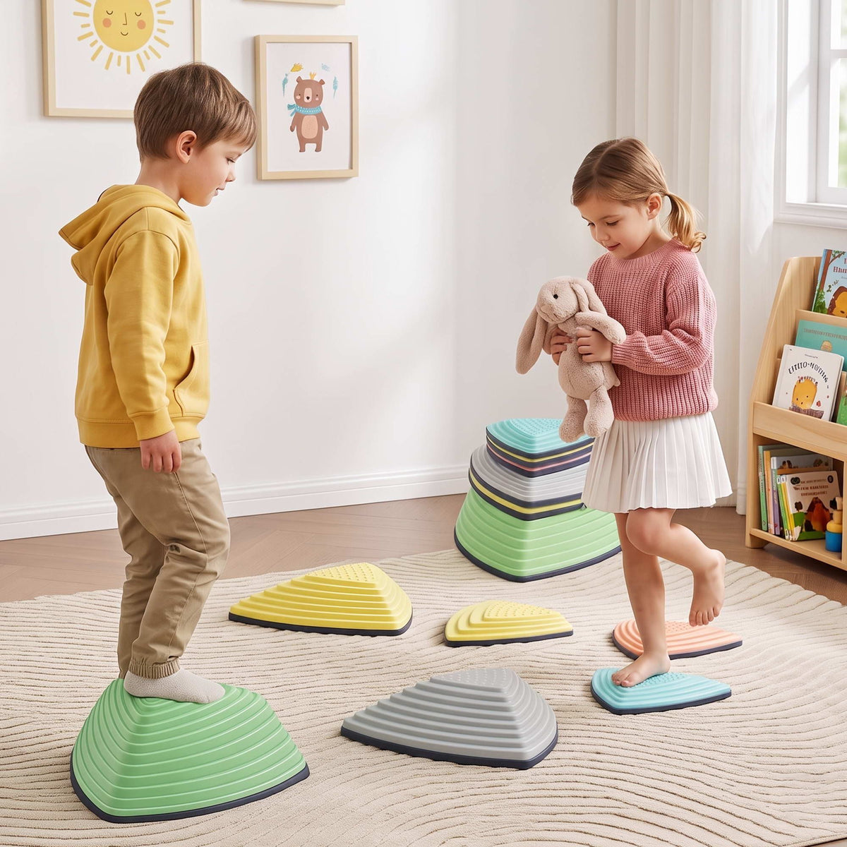 Keezi Kids Stepping Stones 6 Piece Balance Stones Indoor Outdoor