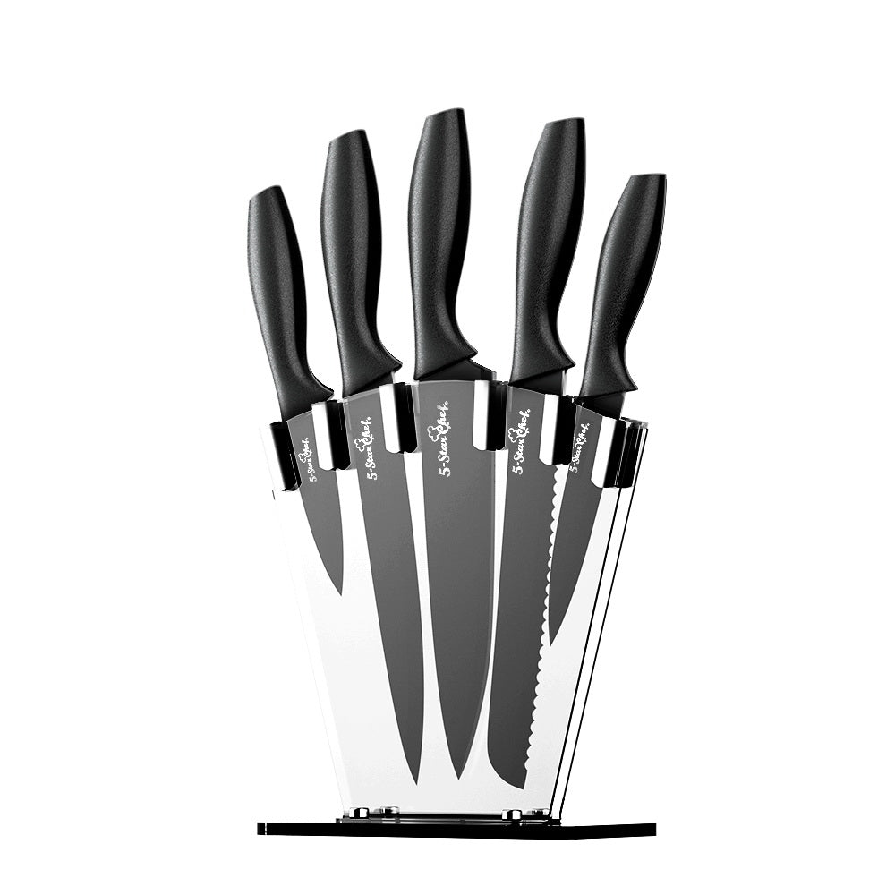 5-Star Chef 7 Piece Stainless Steel Kitchen Knife Set with Sharpener