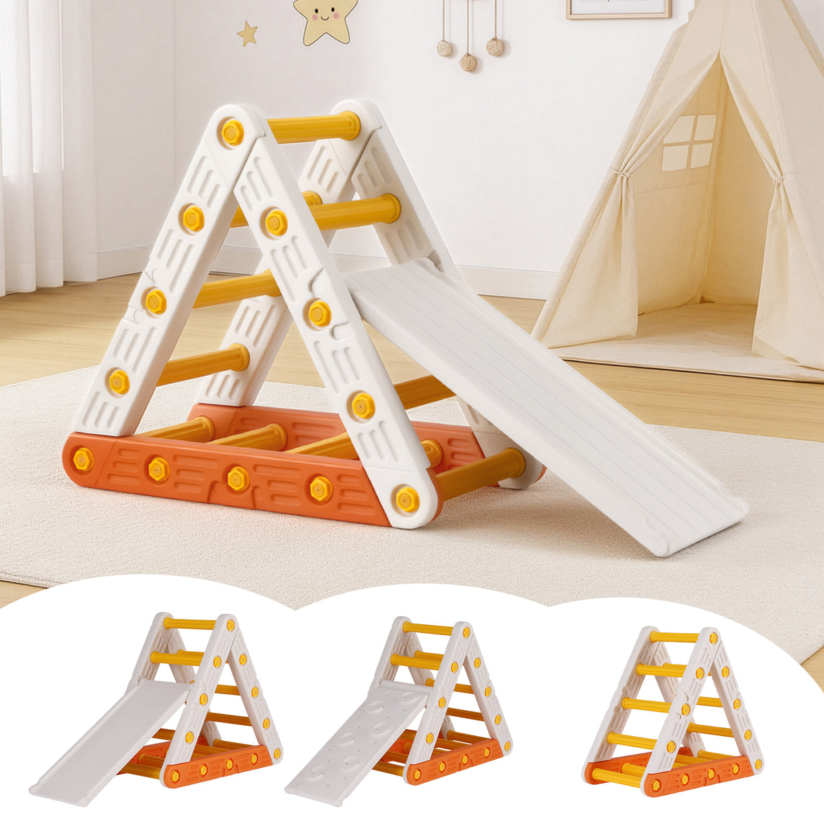 Keezi Kids Climbing Frame Set with Slide and Triangle Climber