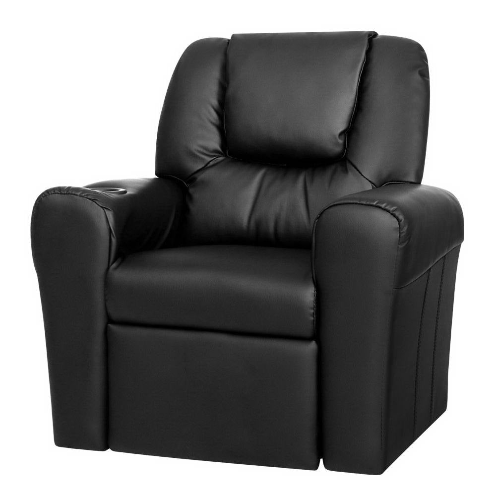 Keezi Kids Recliner Chair PU Leather Black