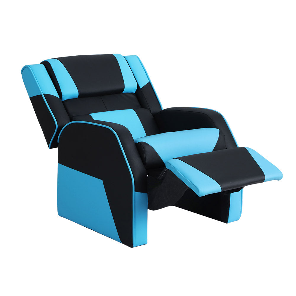 Keezi Kids Recliner Chair PU Leather Gaming Sofa Black Blue