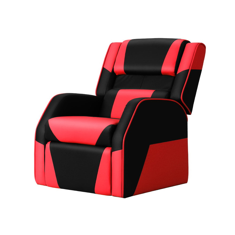 Keezi Kids Recliner Chair PU Leather Gaming Sofa Black/Red