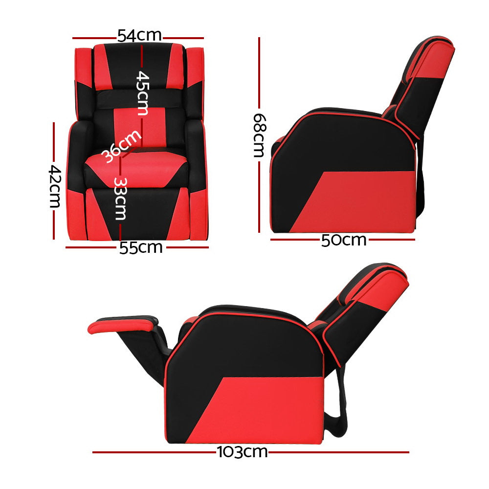 Keezi Kids Recliner Chair PU Leather Gaming Sofa Black/Red