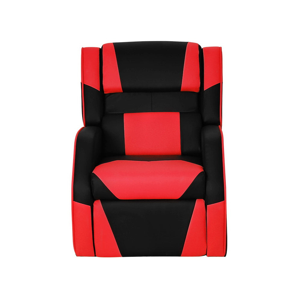Keezi Kids Recliner Chair PU Leather Gaming Sofa Black/Red