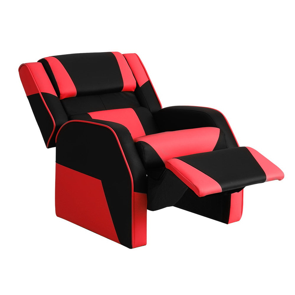 Keezi Kids Recliner Chair PU Leather Gaming Sofa Black/Red