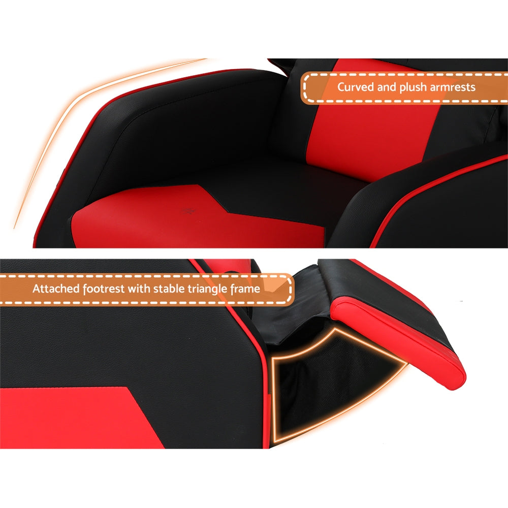 Keezi Kids Recliner Chair PU Leather Gaming Sofa Black/Red