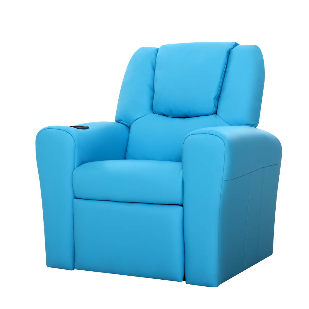 Keezi Kids Recliner Chair PU Leather Blue