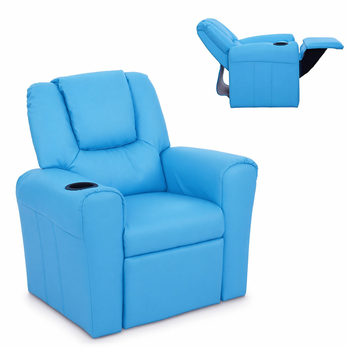 Keezi Kids Recliner Chair PU Leather Lounge Couch Blue