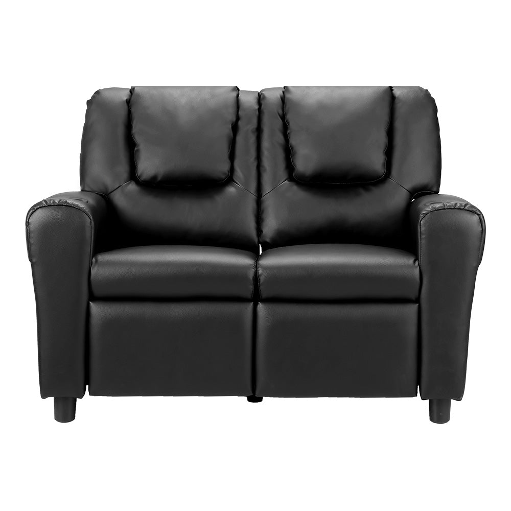 Keezi Kids Recliner Chair Double PU Leather Black