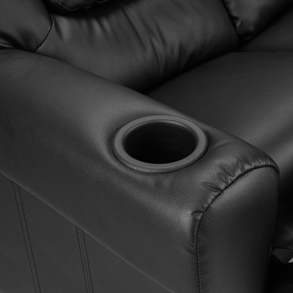 Keezi Kids Recliner Chair Double PU Leather Black