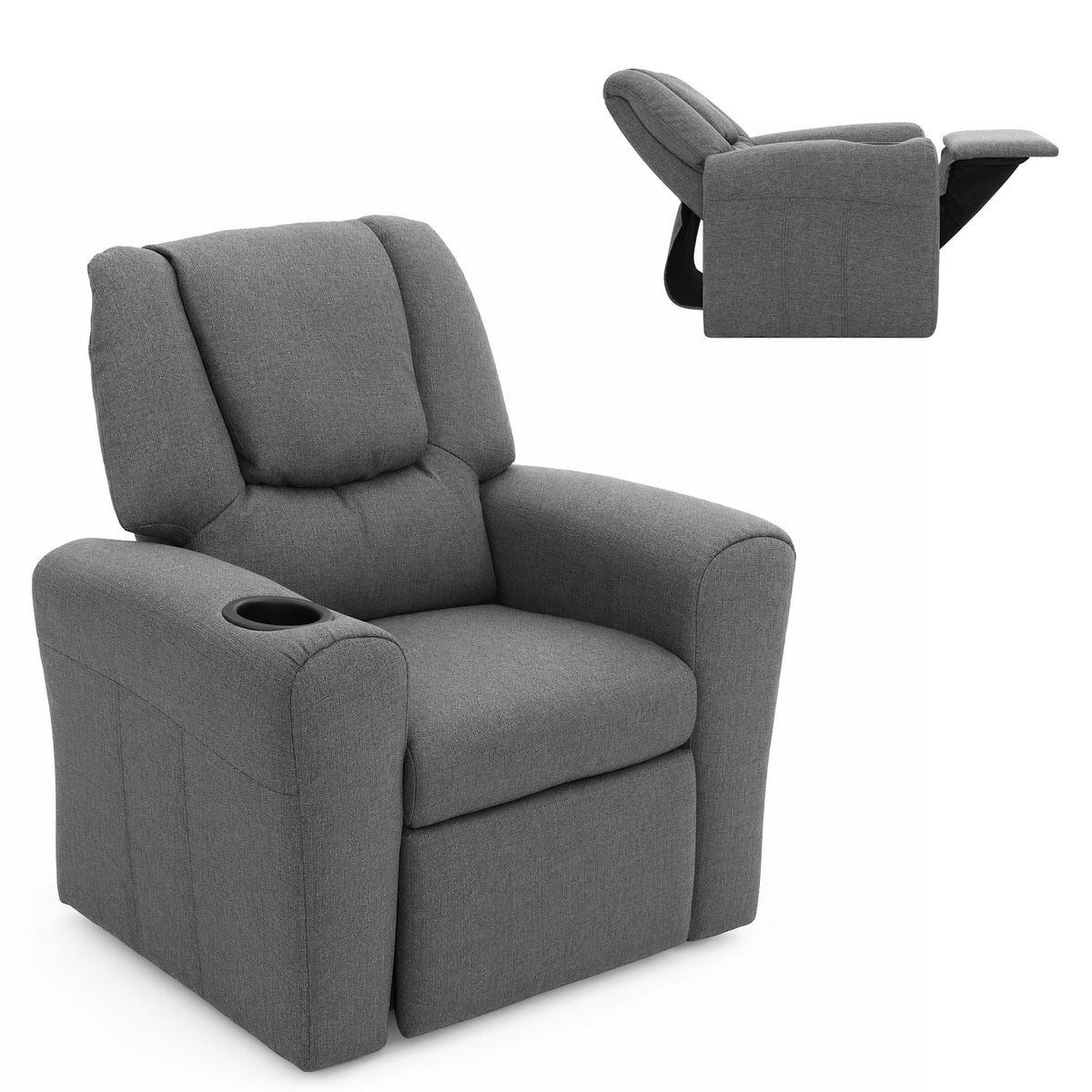 Keezi Kids Recliner Chair Grey Linen Armchair