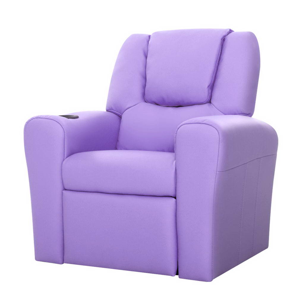 Keezi Kids Recliner Chair Purple PU Leather Sofa Lounge