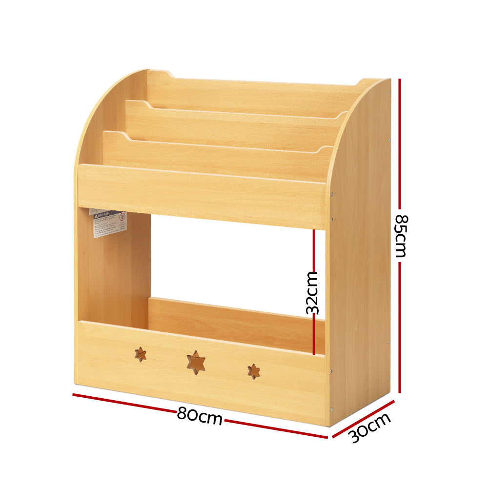 Keezi Kids Bookshelf 3-Tier Wooden Organiser
