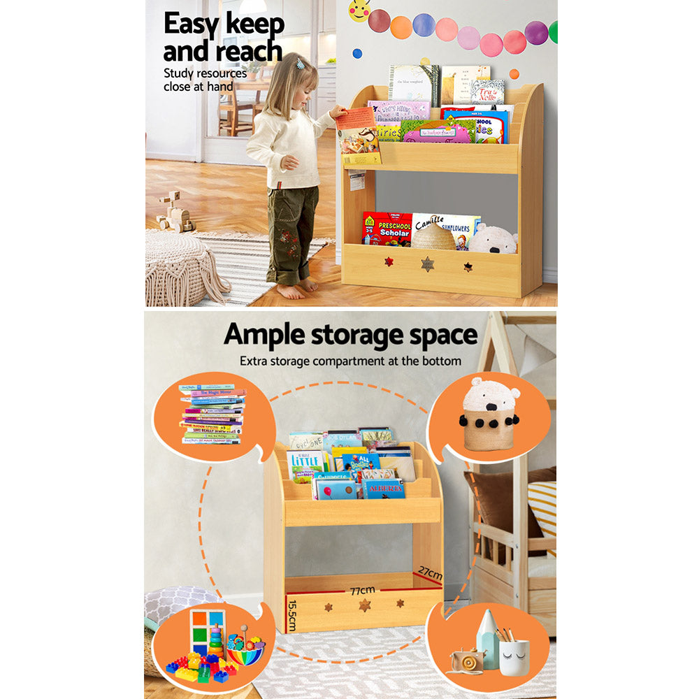 Keezi Kids Bookshelf 3-Tier Wooden Organiser