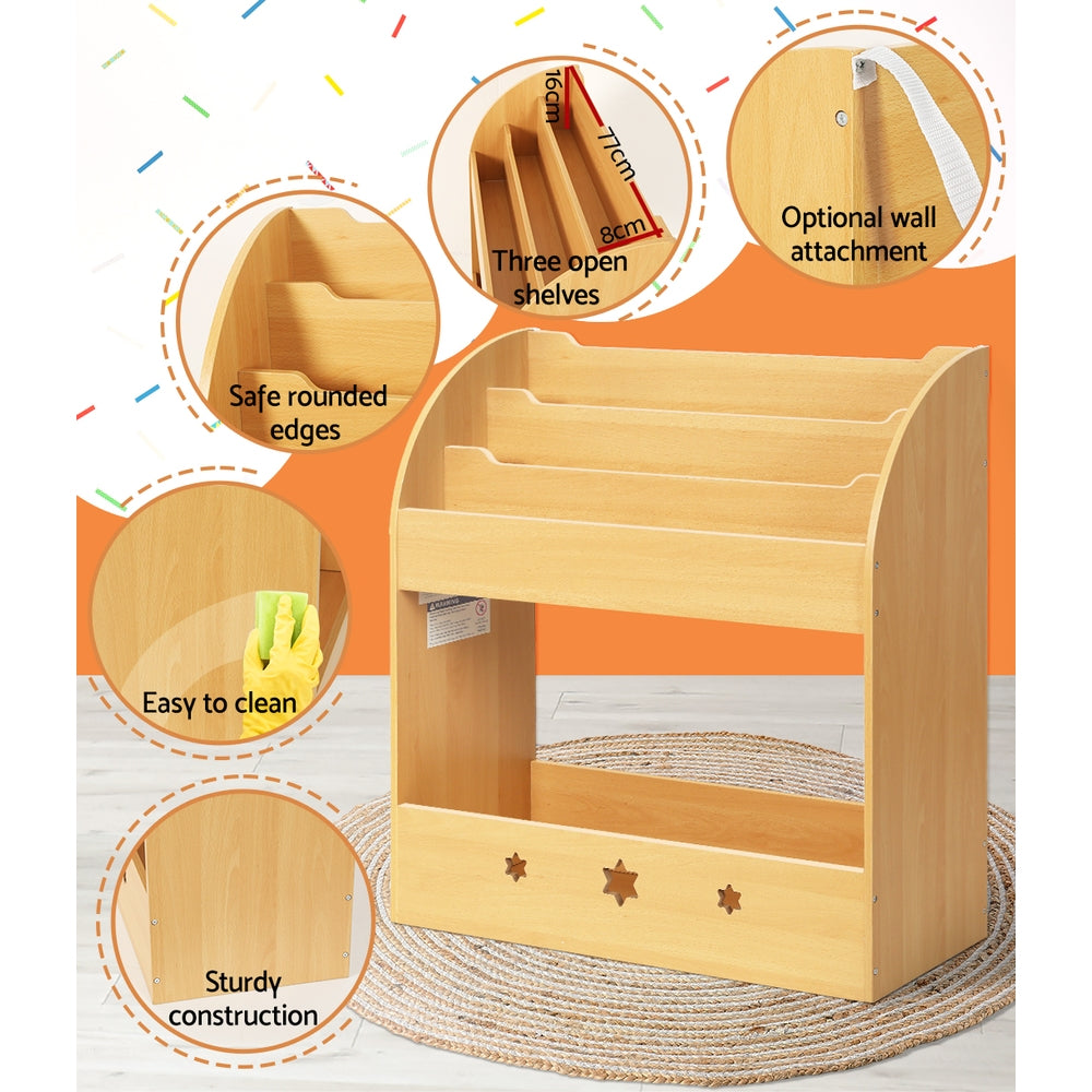 Keezi Kids Bookshelf 3-Tier Wooden Organiser