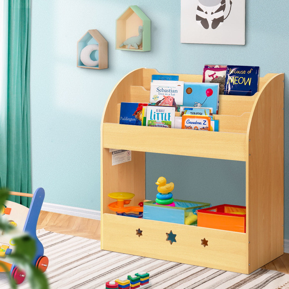 Keezi Kids Bookshelf 3-Tier Wooden Organiser