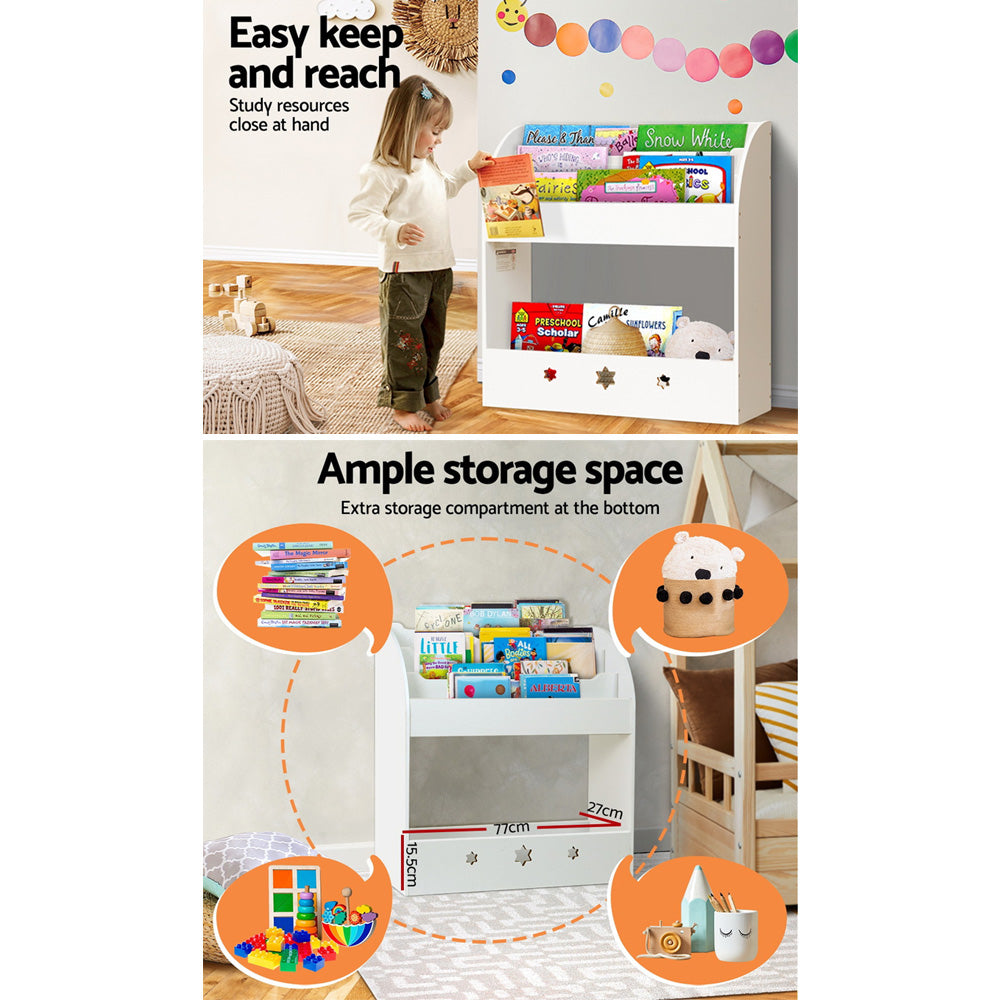 Keezi Kids Bookshelf 3-Tier Organiser White