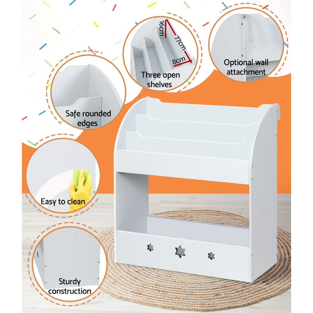 Keezi Kids Bookshelf 3-Tier Organiser White