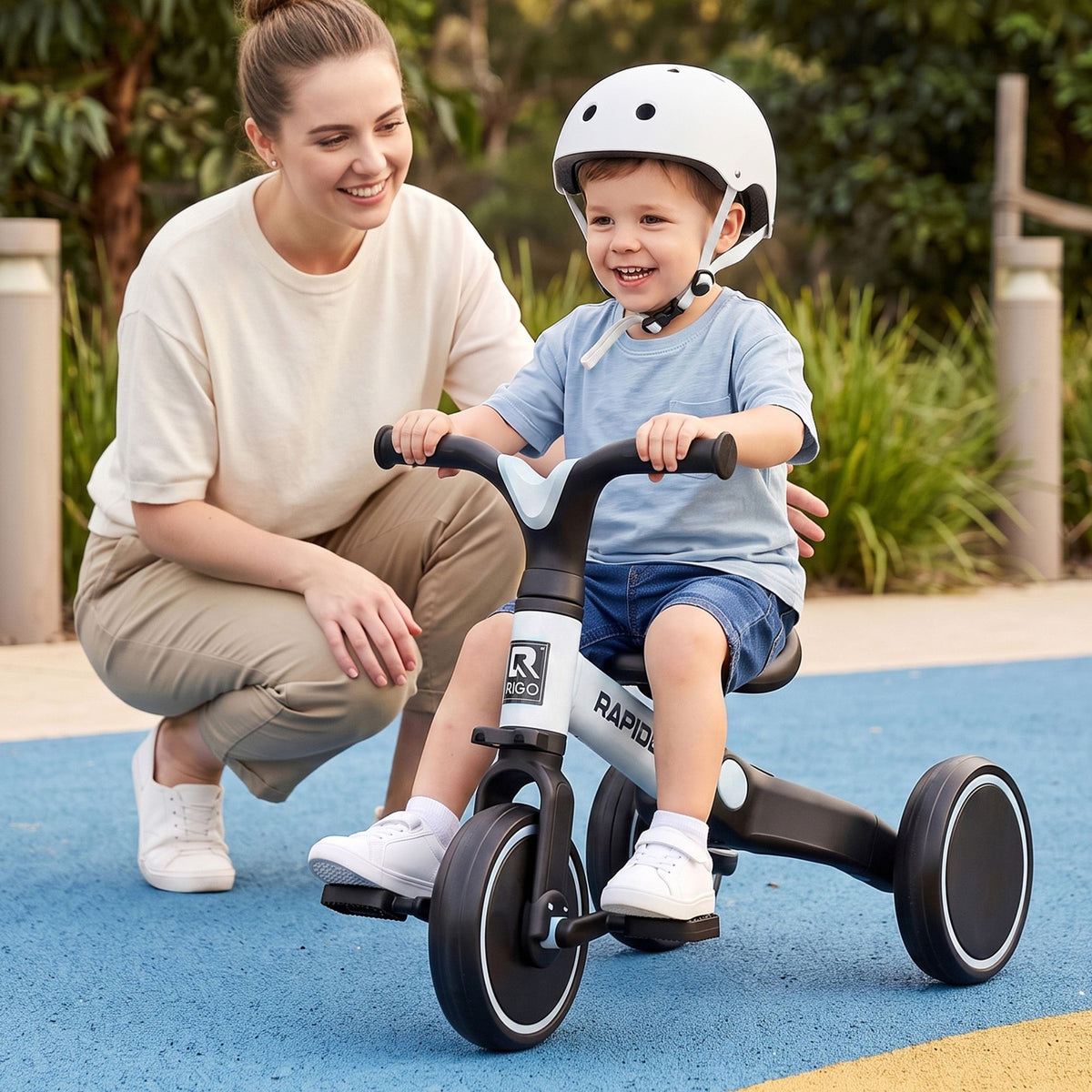 RIGO Kids Tricycle Bike 3 Wheel Carbon Steel 70cm White