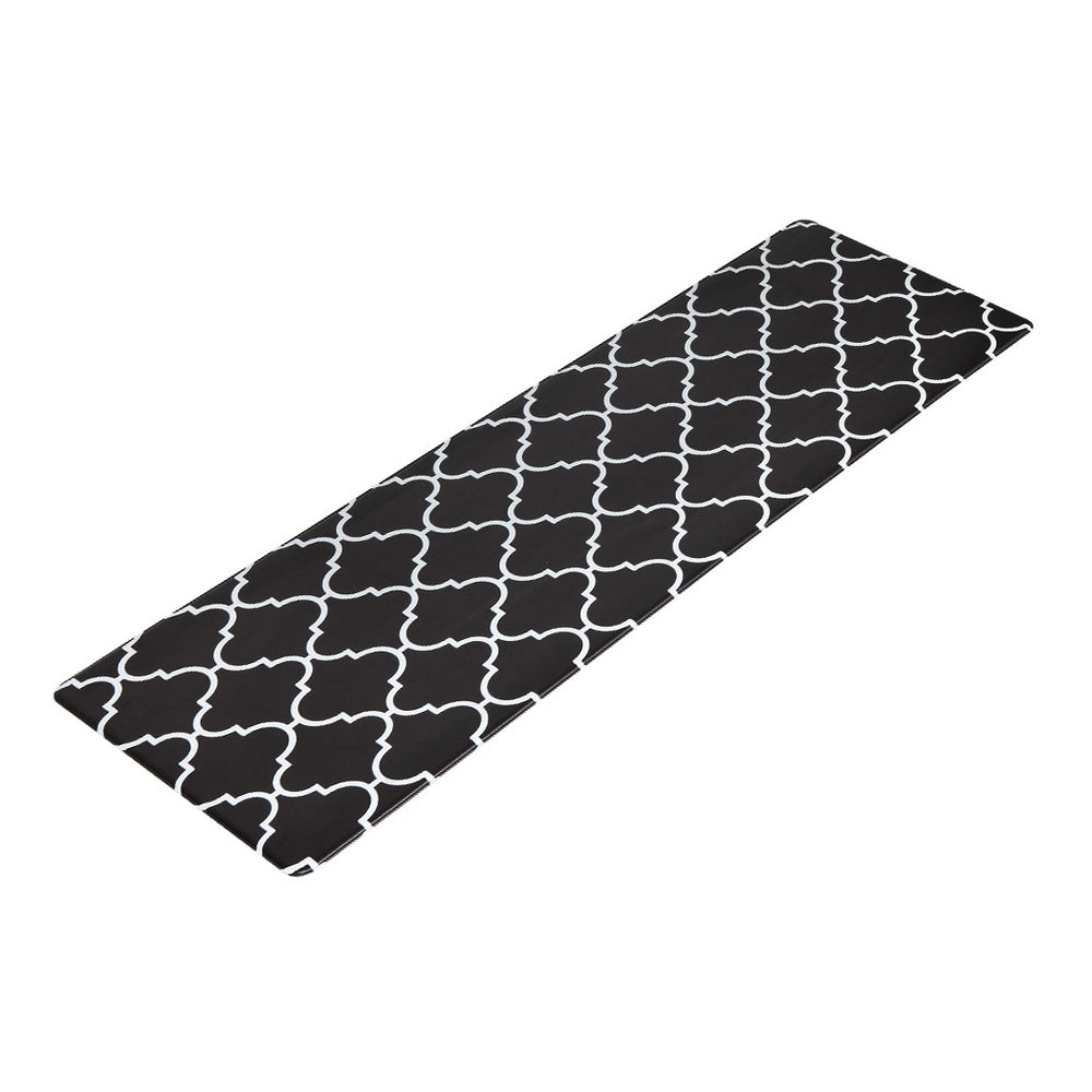 Gina Kitchen Mat 45x150cm Non-slip PVC Rug Black and White