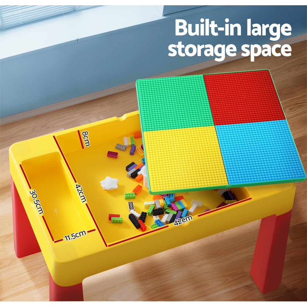 Keezi 3PCS Kids Activity Table and Chairs Set Multicoloured Storage Blocks
