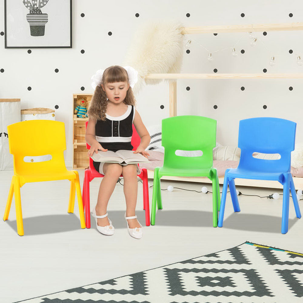 Keezi Kids Activity Chairs Set of 4 Plastic Stackable Yellow Red Green Blue