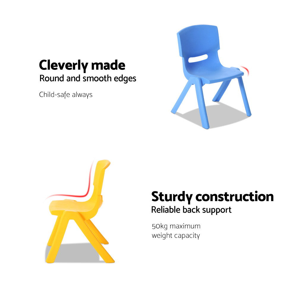 Keezi Kids Activity Chairs Set of 4 Plastic Stackable Yellow Red Green Blue
