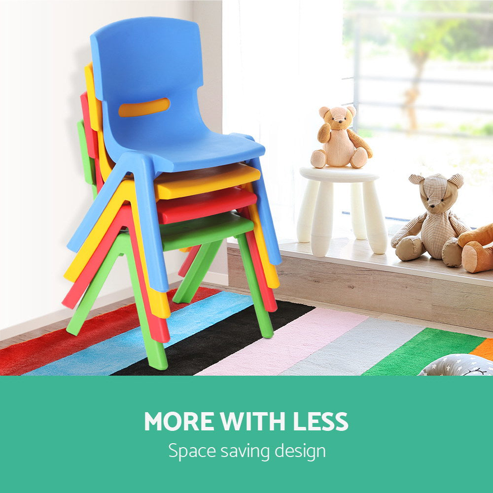 Keezi Kids Activity Chairs Set of 4 Plastic Stackable Yellow Red Green Blue