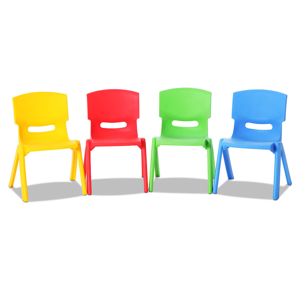 Keezi Kids Activity Chairs Set of 4 Plastic Stackable Yellow Red Green Blue