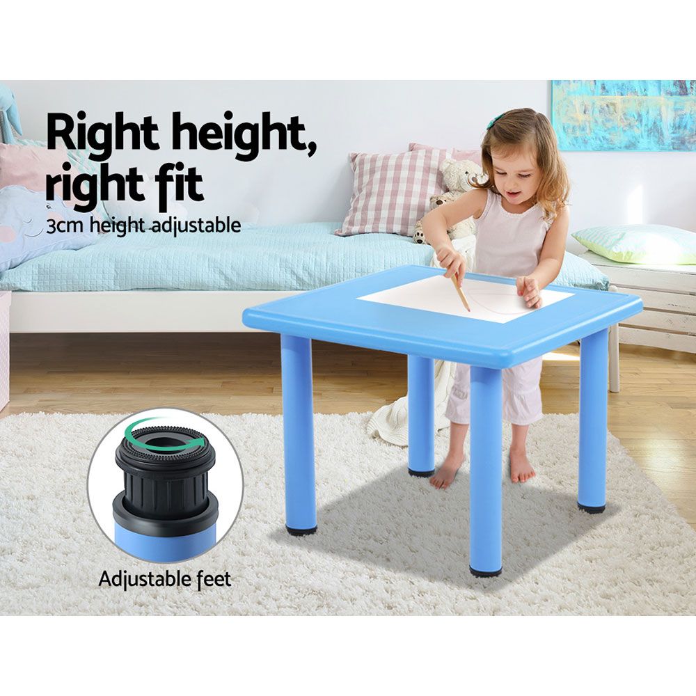 Keezi Kids Table and Chairs Set 5PCS Plastic Adjustable Blue