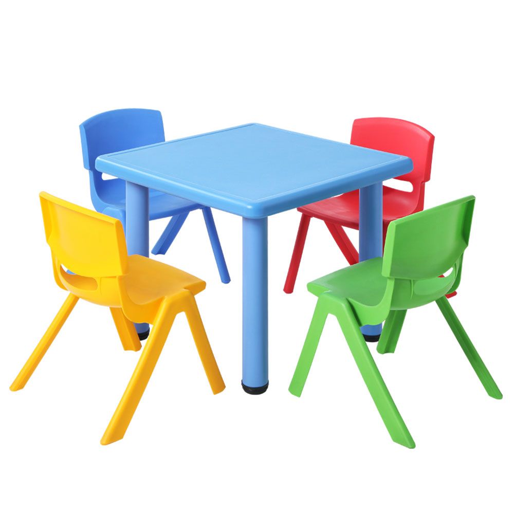 Keezi Kids Table and Chairs Set 5PCS Plastic Adjustable Blue