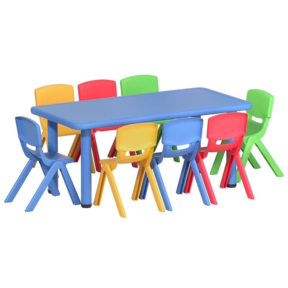 Keezi 9-Piece Kids Activity Table and Chairs Set Plastic Multi-Coloured