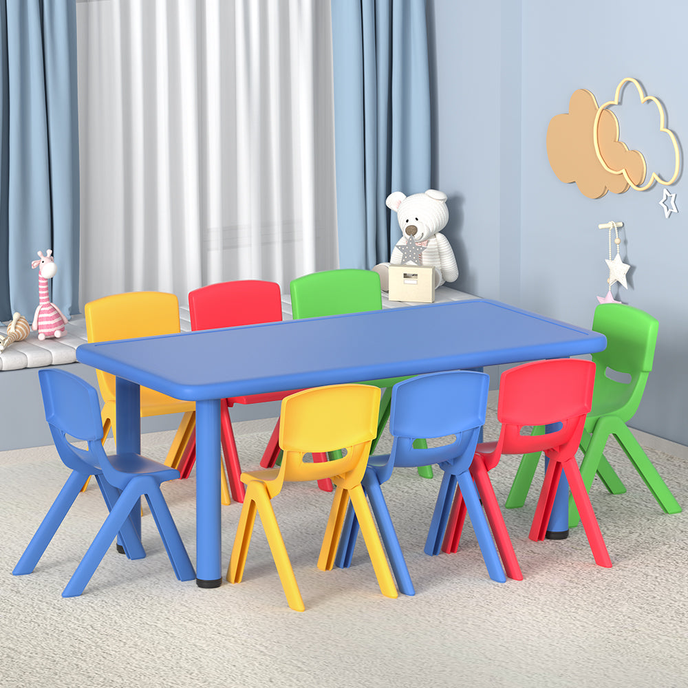 Keezi 9-Piece Kids Activity Table and Chairs Set Plastic Multi-Coloured