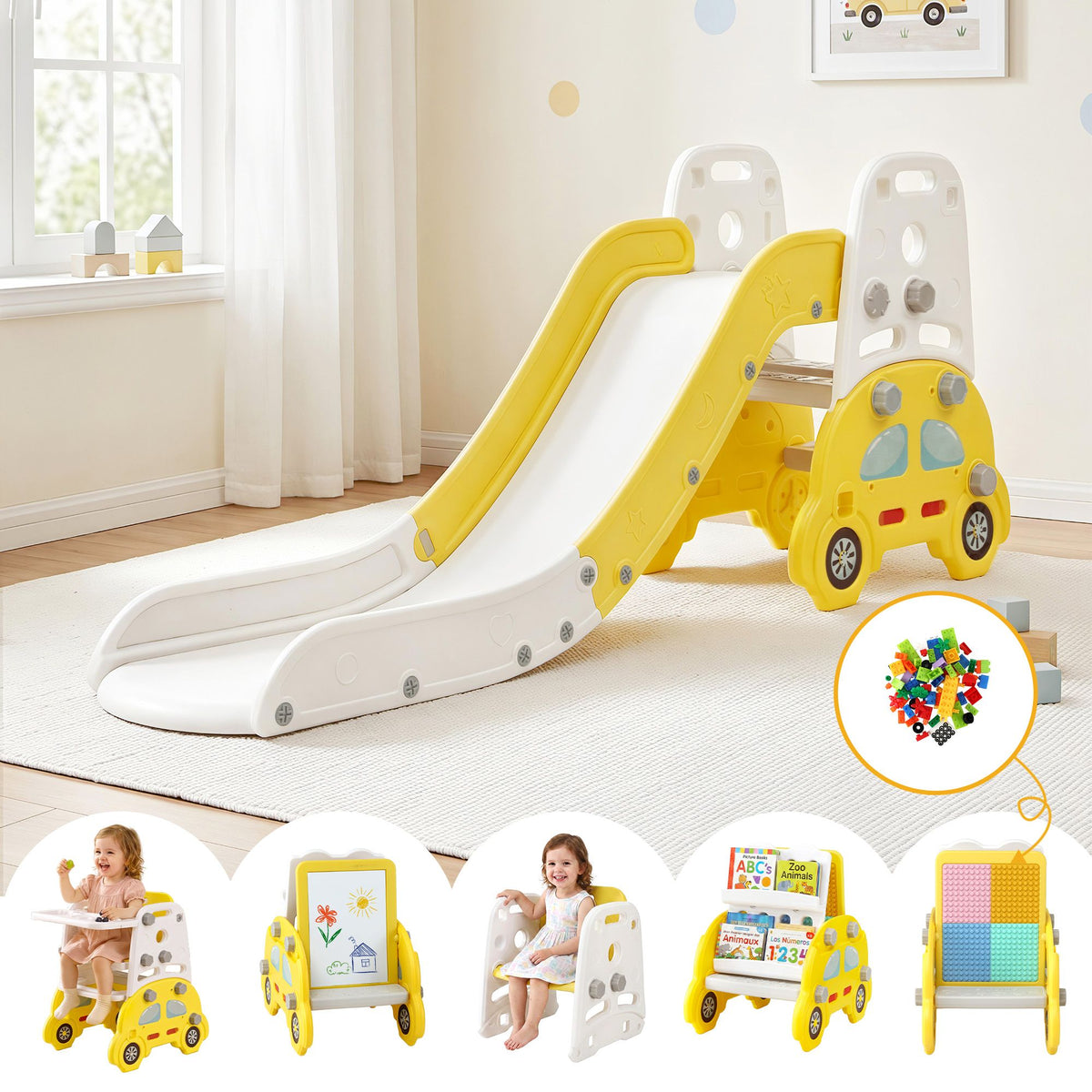 Keezi Kids Slide Set Toddler Indoor Playset Yellow