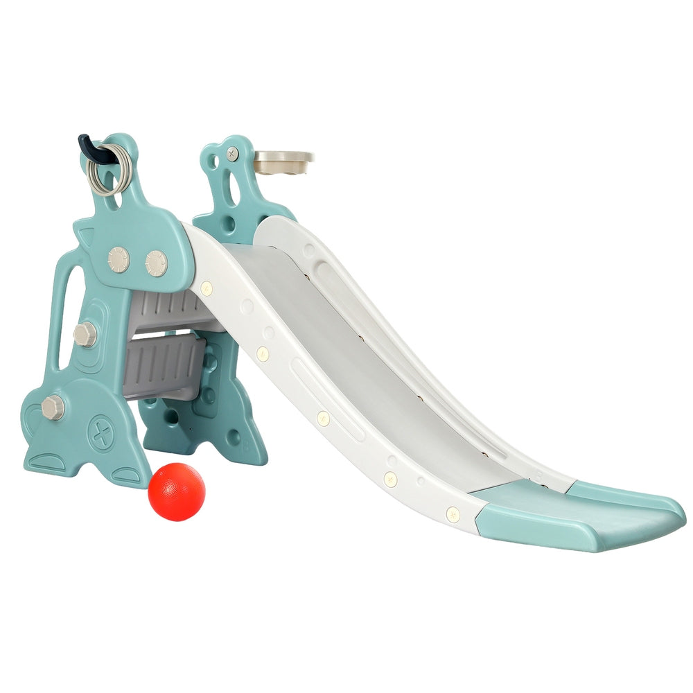 Keezi Kids Slide Set Basketball Hoop Playground Toy 140cm Blue