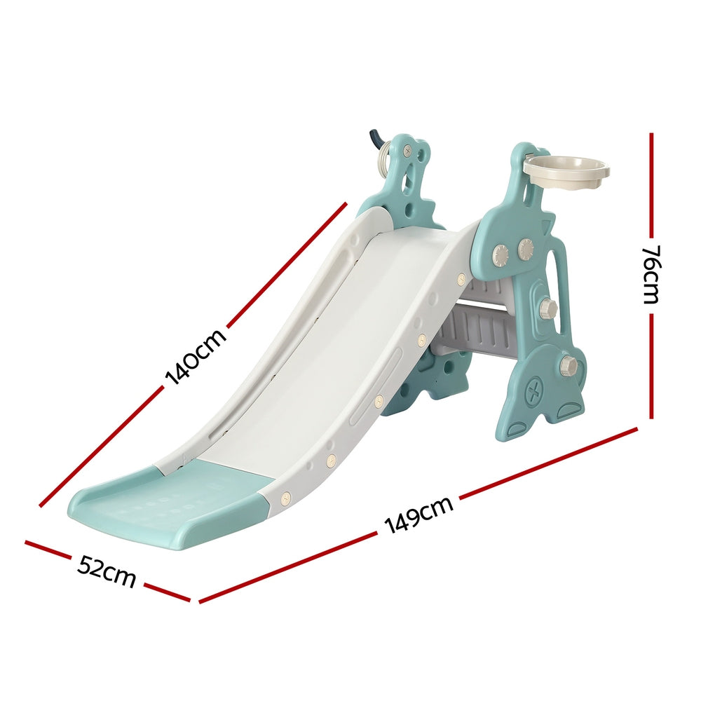 Keezi 140cm Kids Slide Set 3-in-1 Playground Blue