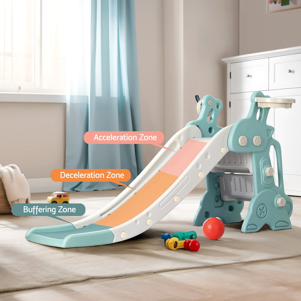 Keezi 140cm Kids Slide Set 3-in-1 Playground Blue