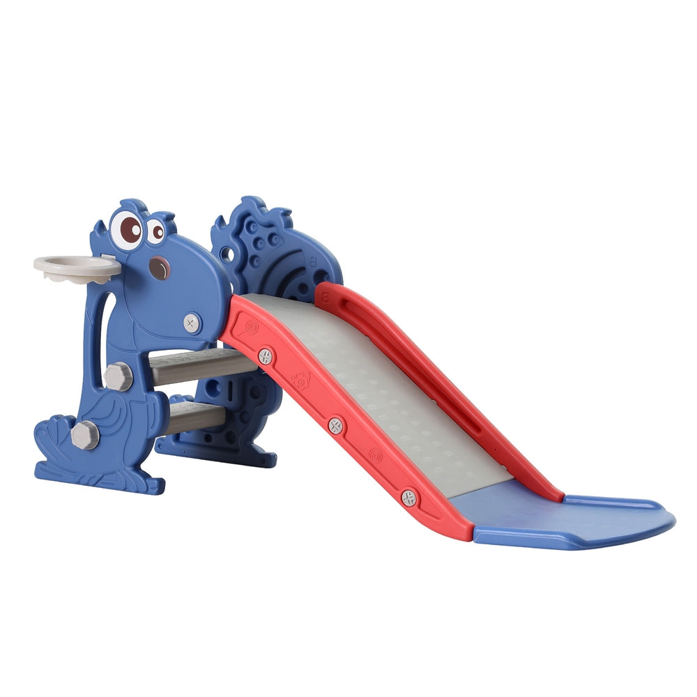 Keezi Dragon 90cm Kids Slide Set Basketball Hoop Blue