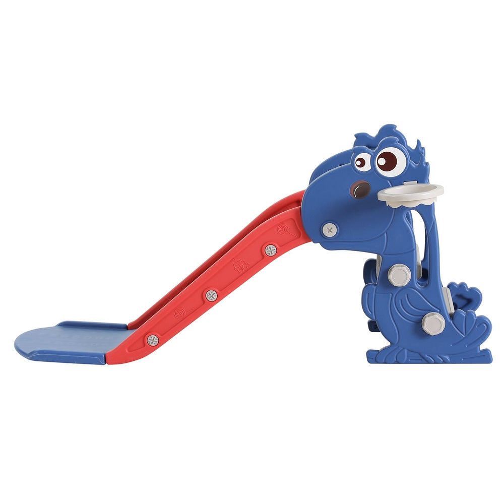Keezi Dragon 90cm Kids Slide Set Basketball Hoop Blue