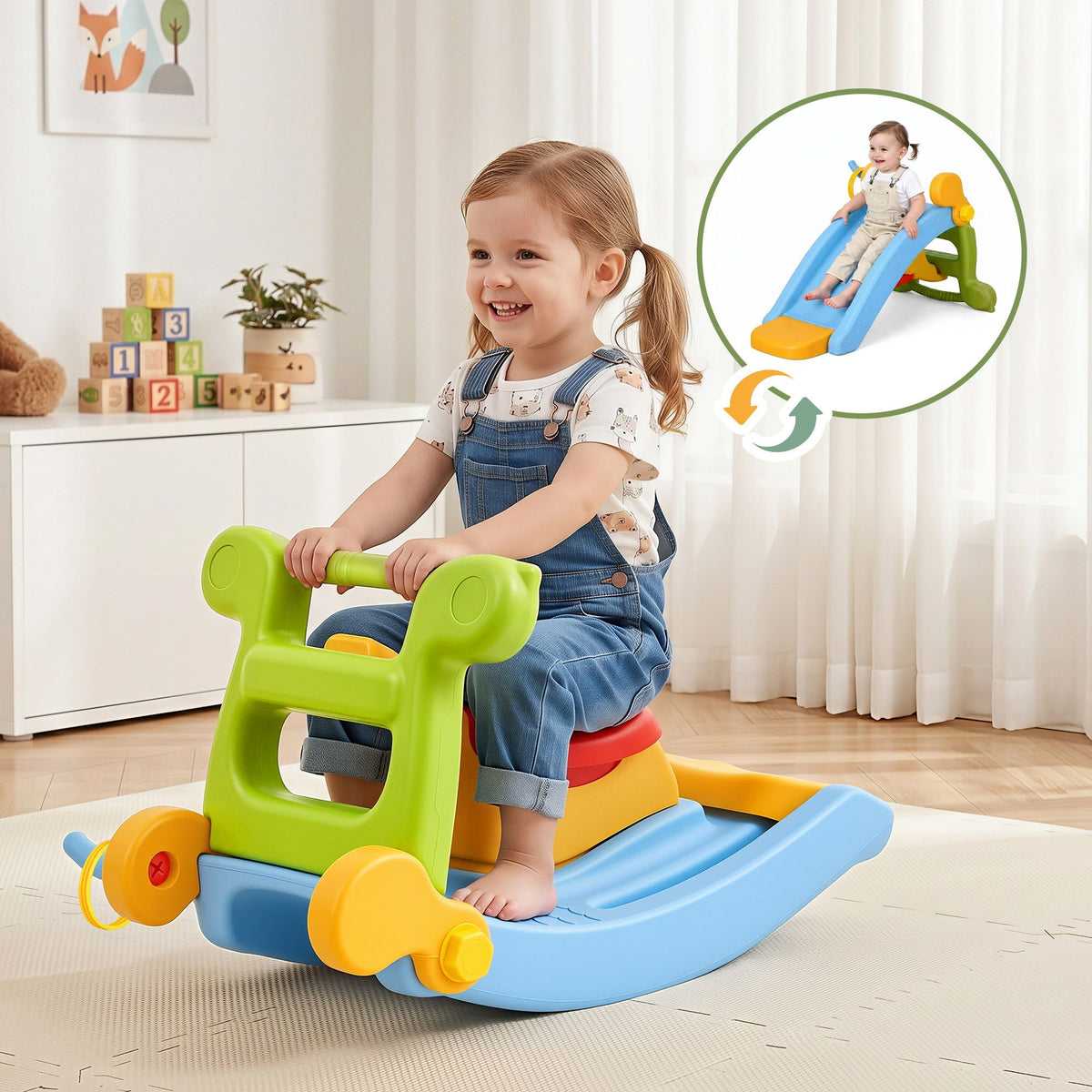 Keezi Toddler Slide Set 3 in 1 Indoor Playset Multi Colour
