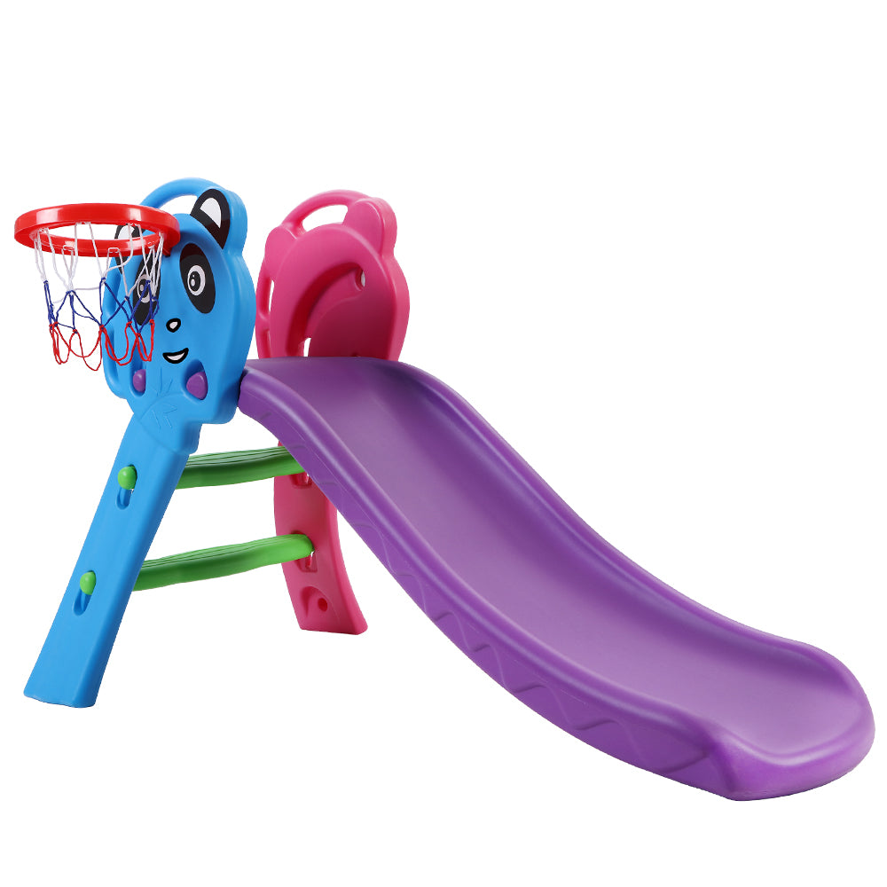 Keezi 100cm Kids Slide Set Basketball Hoop Blue Indoor Outdoor Playground
