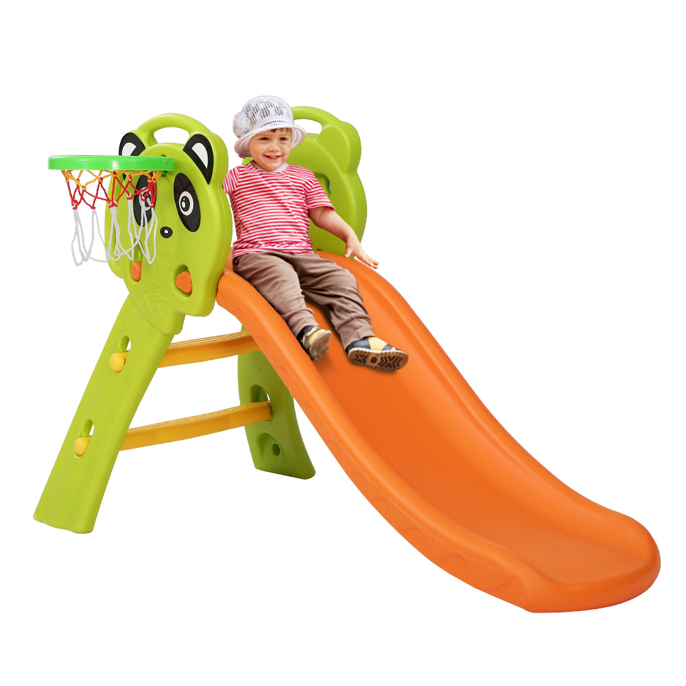 Keezi Panda Kids Slide Set 100cm Basketball Hoop Indoor Outdoor Orange