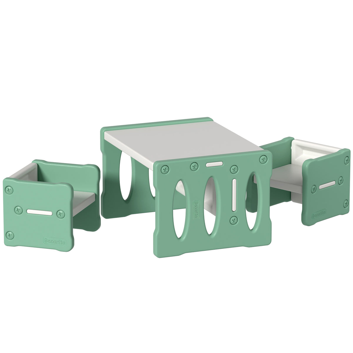 Keezi Kids 3-Piece Table and Chairs Set HDPE Green
