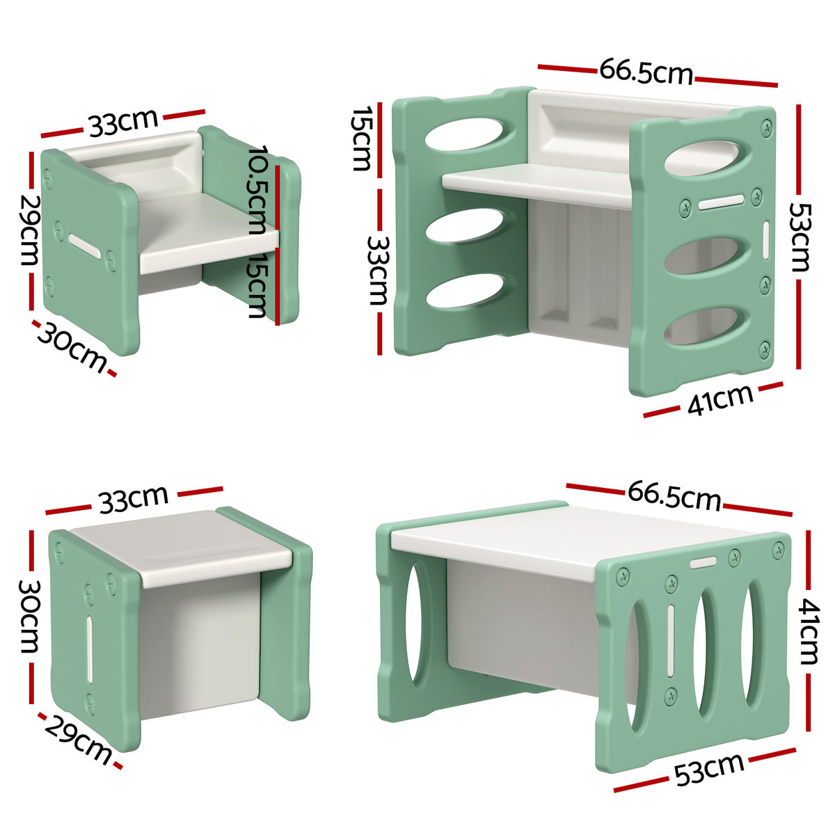 Keezi Kids 3-Piece Table and Chairs Set HDPE Green