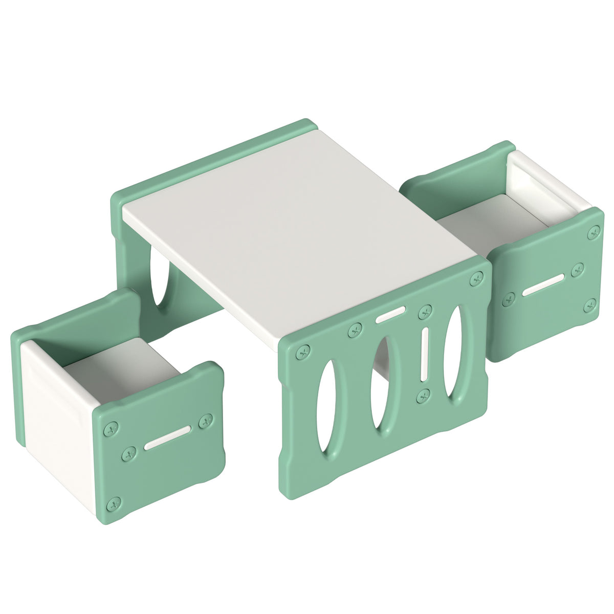 Keezi Kids 3-Piece Table and Chairs Set HDPE Green