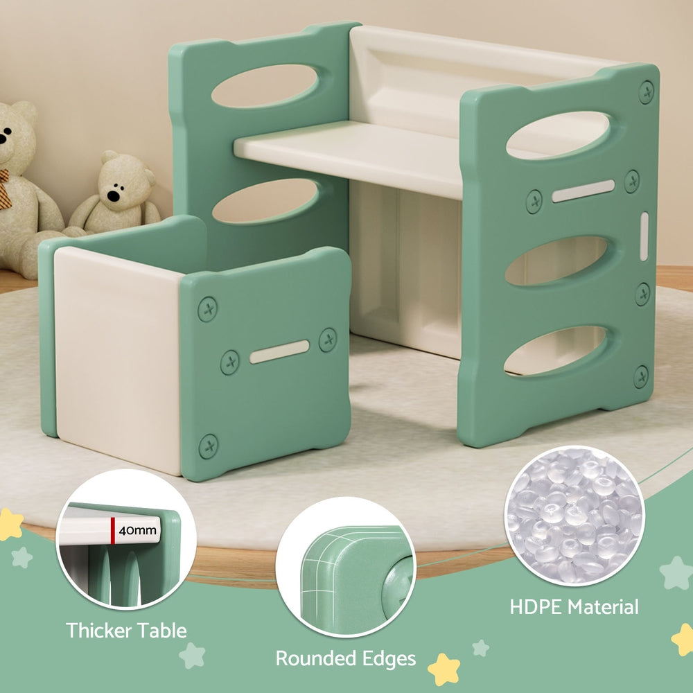 Keezi Kids 3-Piece Table and Chairs Set HDPE Green