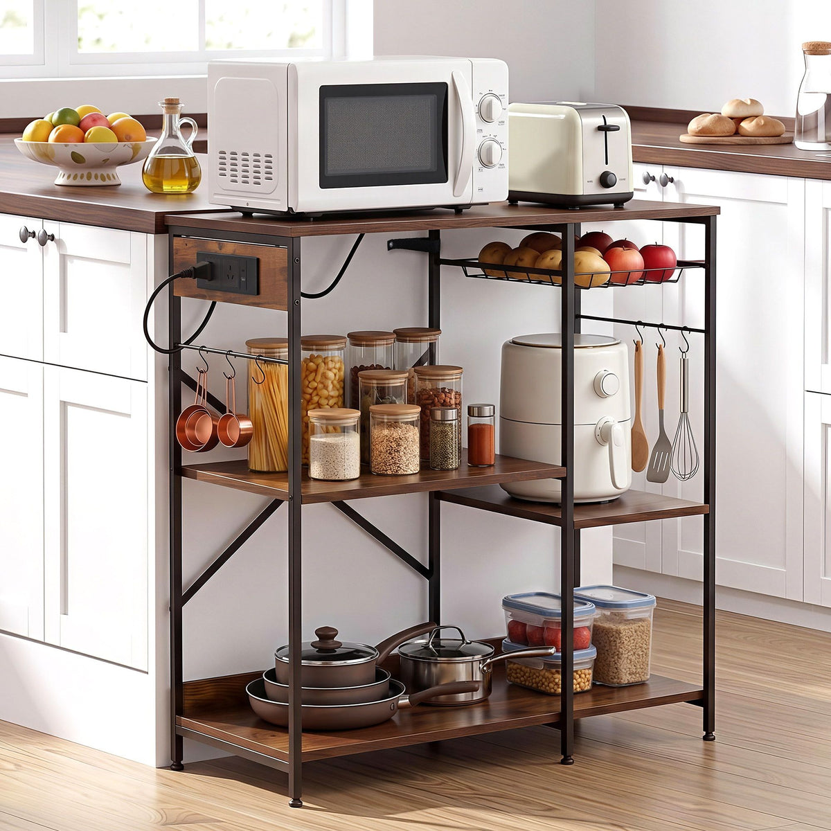 Artiss 3-Tier Kitchen Rack with 2 Power Outlets 90cm