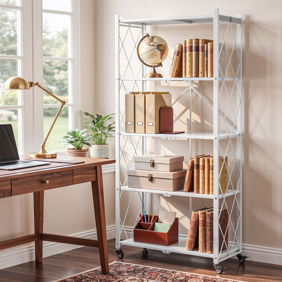 Artiss 5-Tier Foldable Kitchen Bakers Rack Microwave Stand White